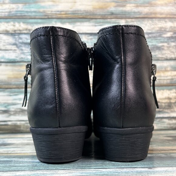 Rockport Boots Sz 7M Carly Black Leather Zip Ankle Low Block Heel Comfort Ladies - Picture 6 of 12